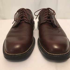 Mens Cole Haan Brown Leather Lace Up Oxford Dress Shoes Rubber Treaded Sole